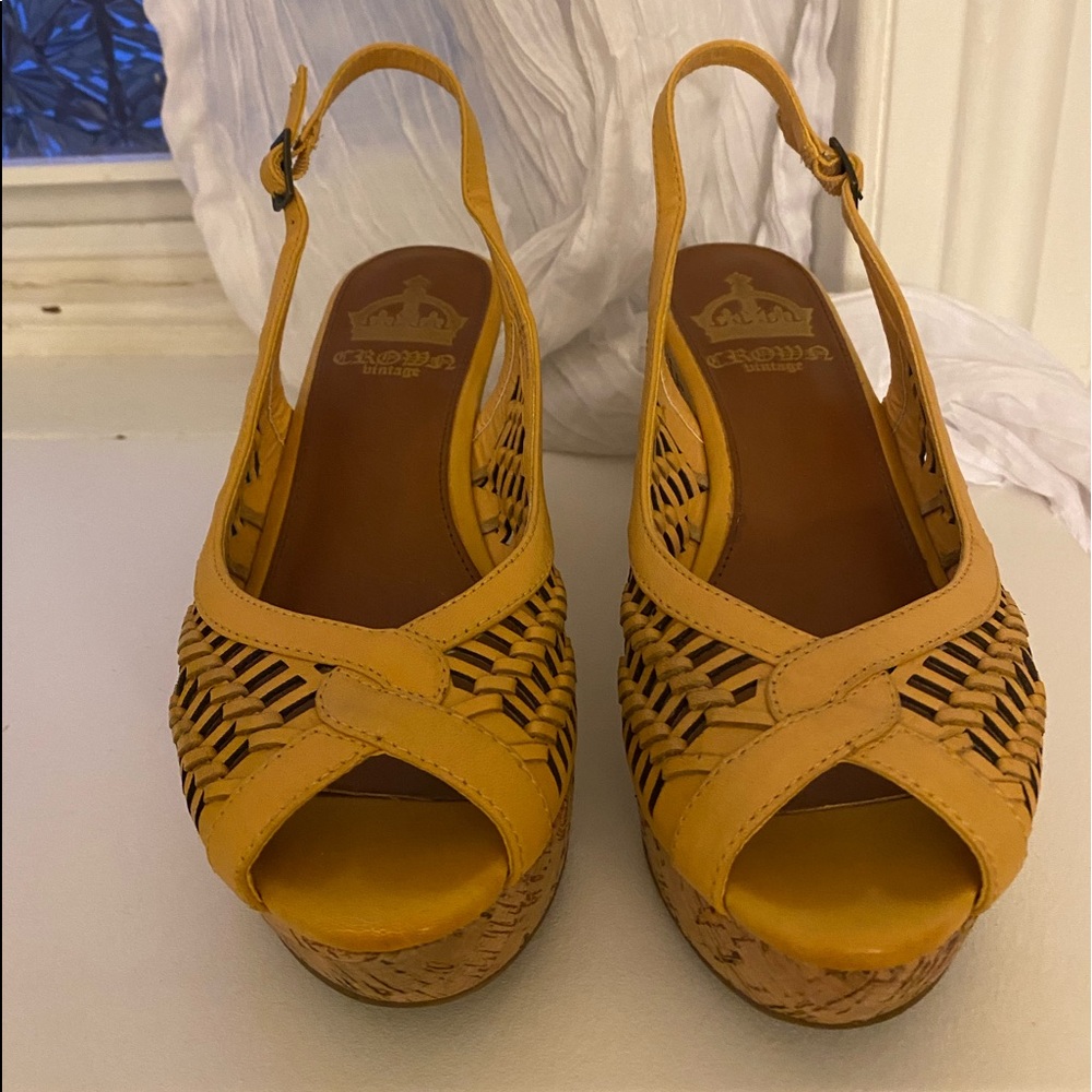 Crown Vintage yellow platform sandals